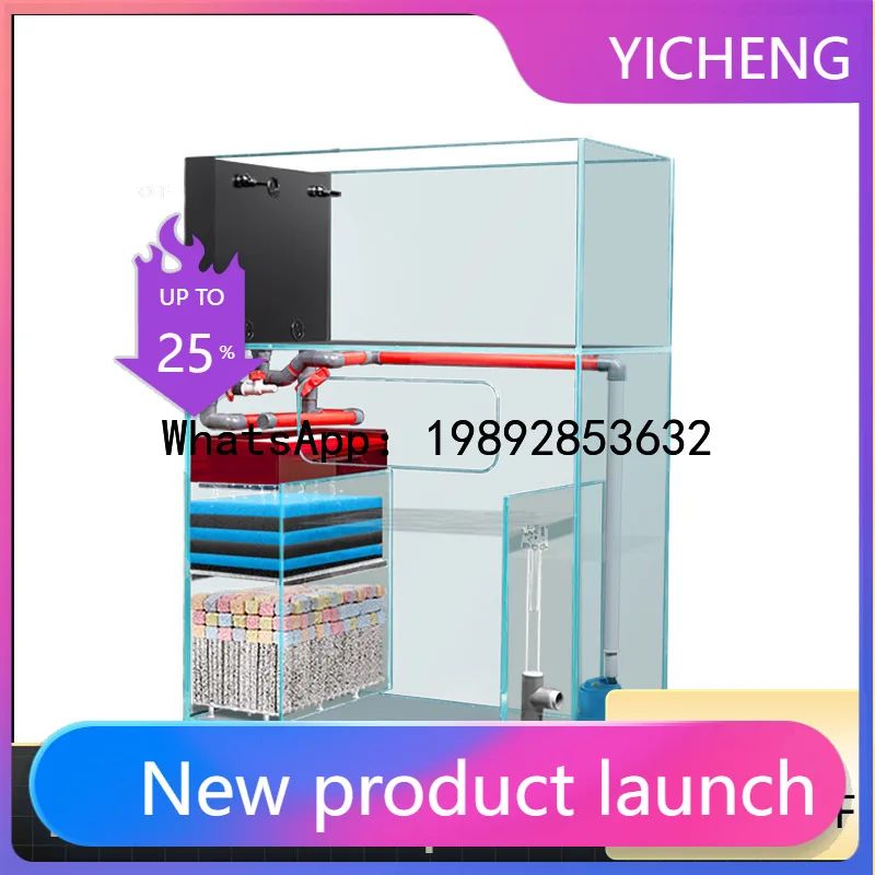 

Living Room Ultra Clear Glass Fish Tank Bottom Filter Oxygen Generator Integrated System No Water Change Self-Circulating