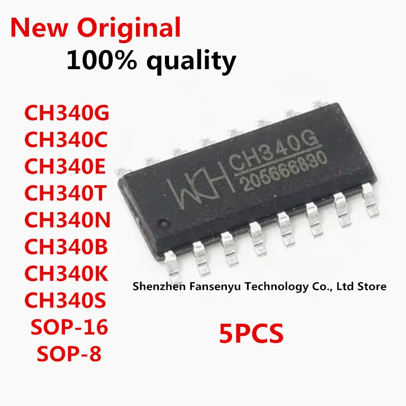 

5pcs/lot New CH340G CH340C CH340E CH340T CH340N CH340B CH340K CH340S CH340 SOP-16 SOP-8 IC Chip USB to Serial In Stock