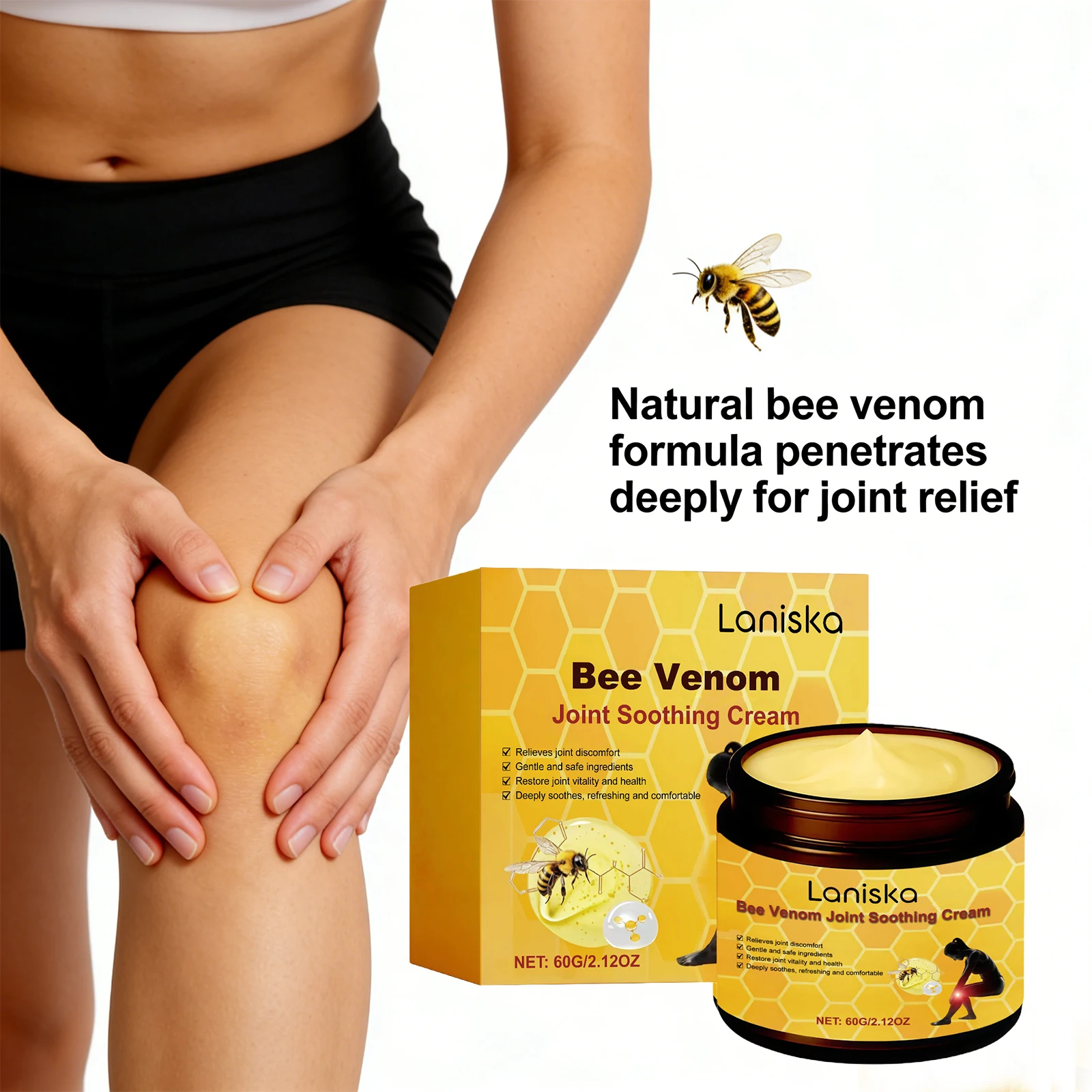 Bee Venom Joint Soothing Cream for Shoulders, Neck, Waist, And Legs Multi-part Moisturizing Non-sticky Body Care Massage Cream