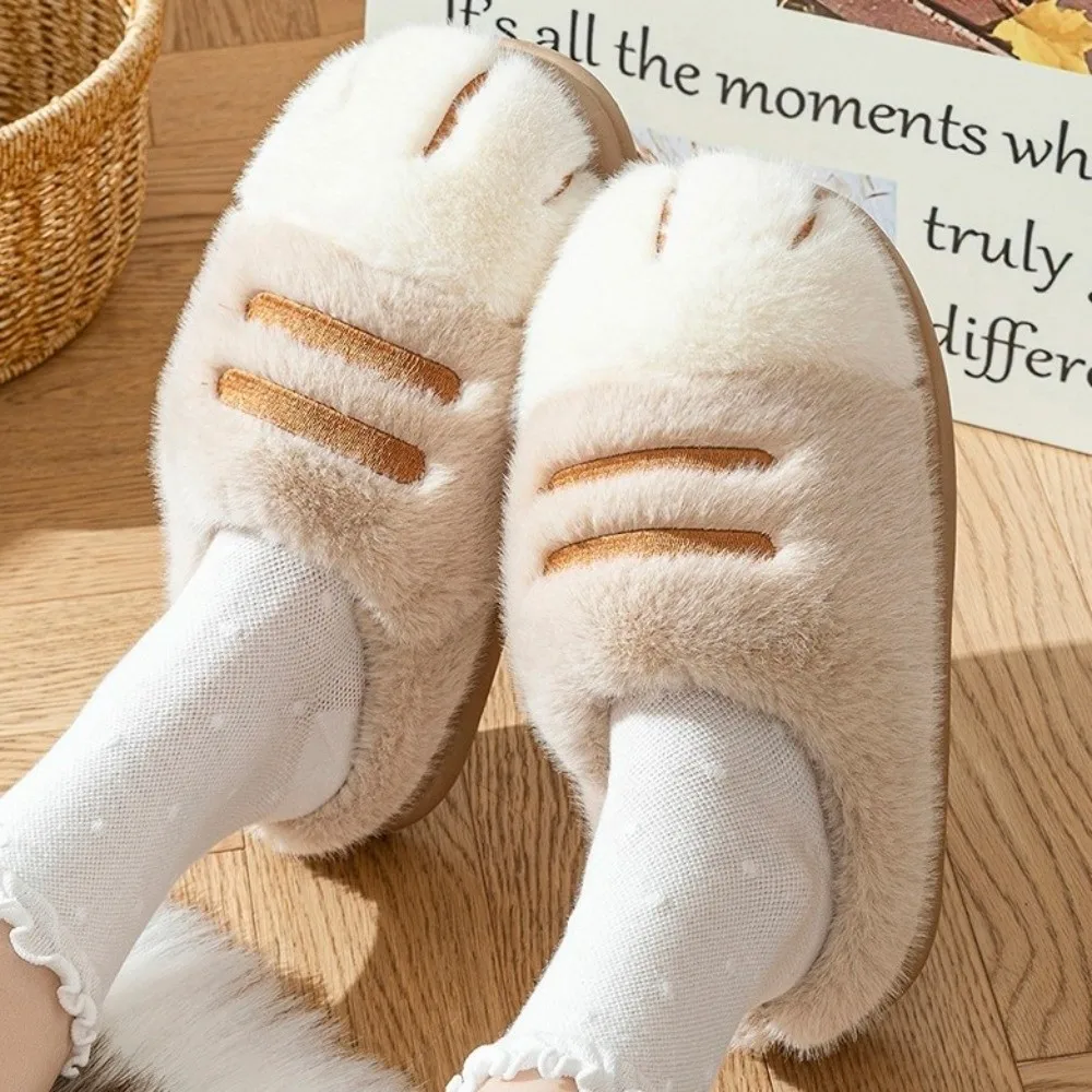 1 Pair New Closed Heel Cat Paw Slippers Non Slip Warm Fluffy Slides Adorable Fluffy Animal Claw Slipper Home Shoes