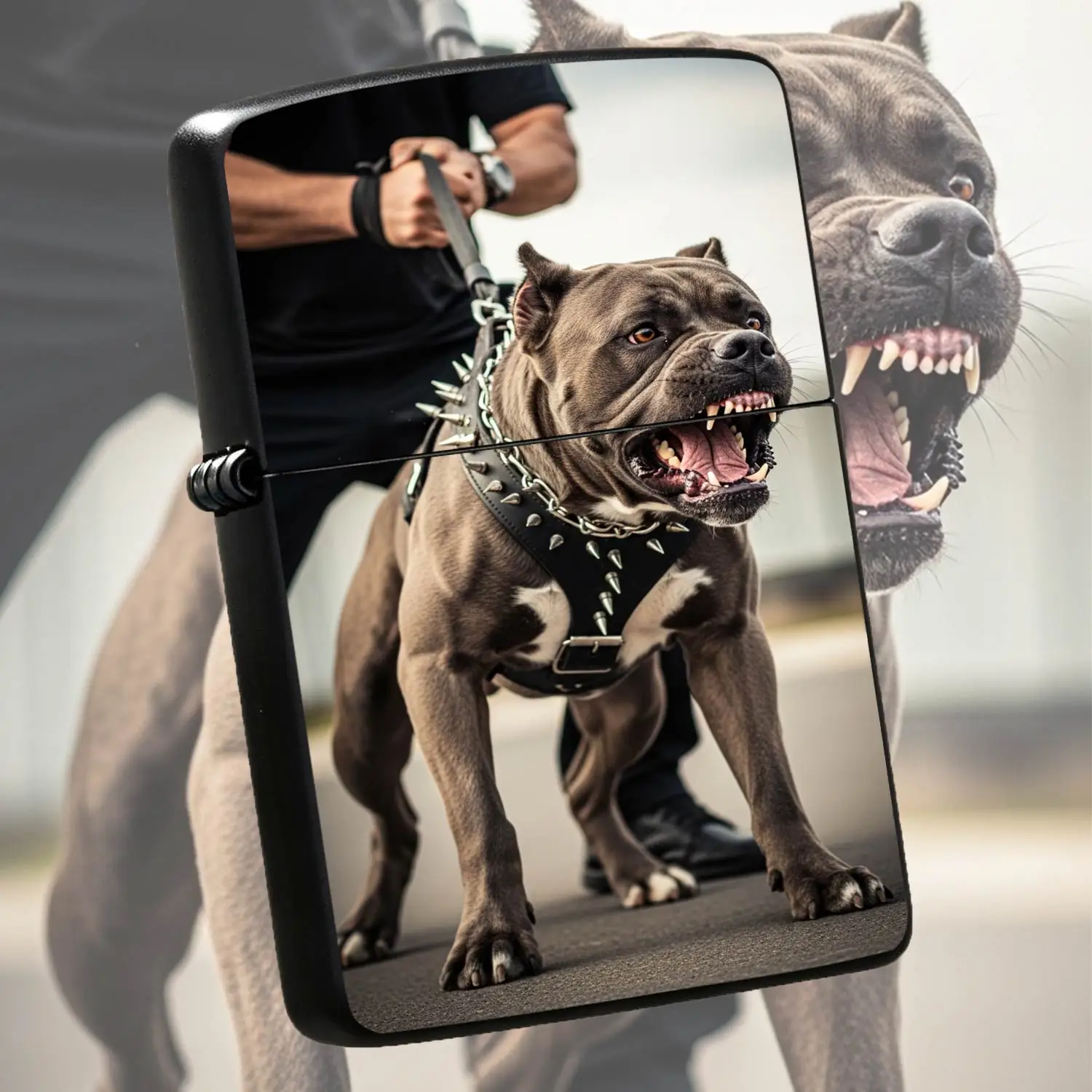 Trendy Bold Pitbull Patterned Lighter, Stylish Distinct Look, Perfect for Daily Commutes, Outdoor Gatherings, Casual Hangouts, Fits All Scenarios, Durable Portable Must-Have, Ideal Gift Choice fo A Humorous And Interesting Lighter