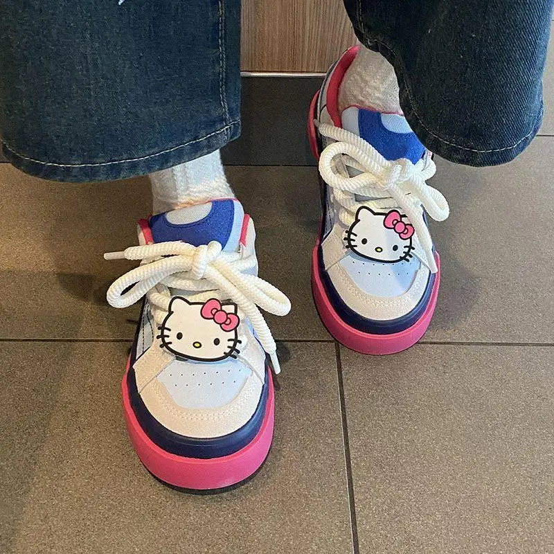 

Женские парусиновые туфли Sanrio, Hello Kitty, модные Мультяшные студенческие Кроссовки для девочек, обувь для скейтборда с вулканизированной подошвой, женские теннисные туфли, Новинка