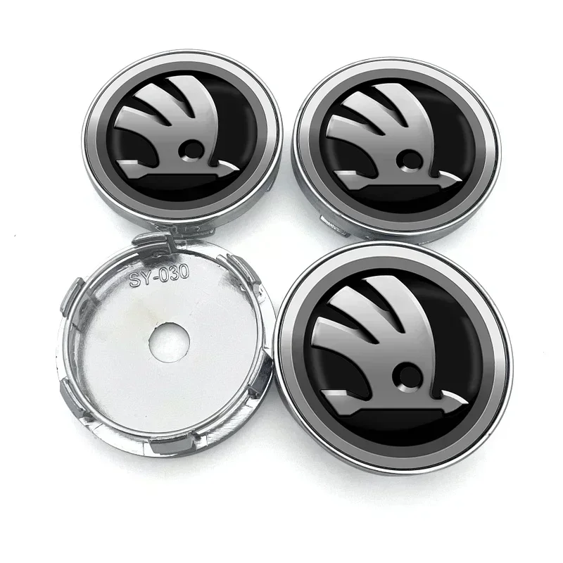 New 4pcs 60mm Car Wheel Center Hub Cap Rim Cover Emblem Stickers For Skoda Octavia 1 2 3 A4 A5 MK2 Kodiaq Superb 3 Rapid Fabia 1