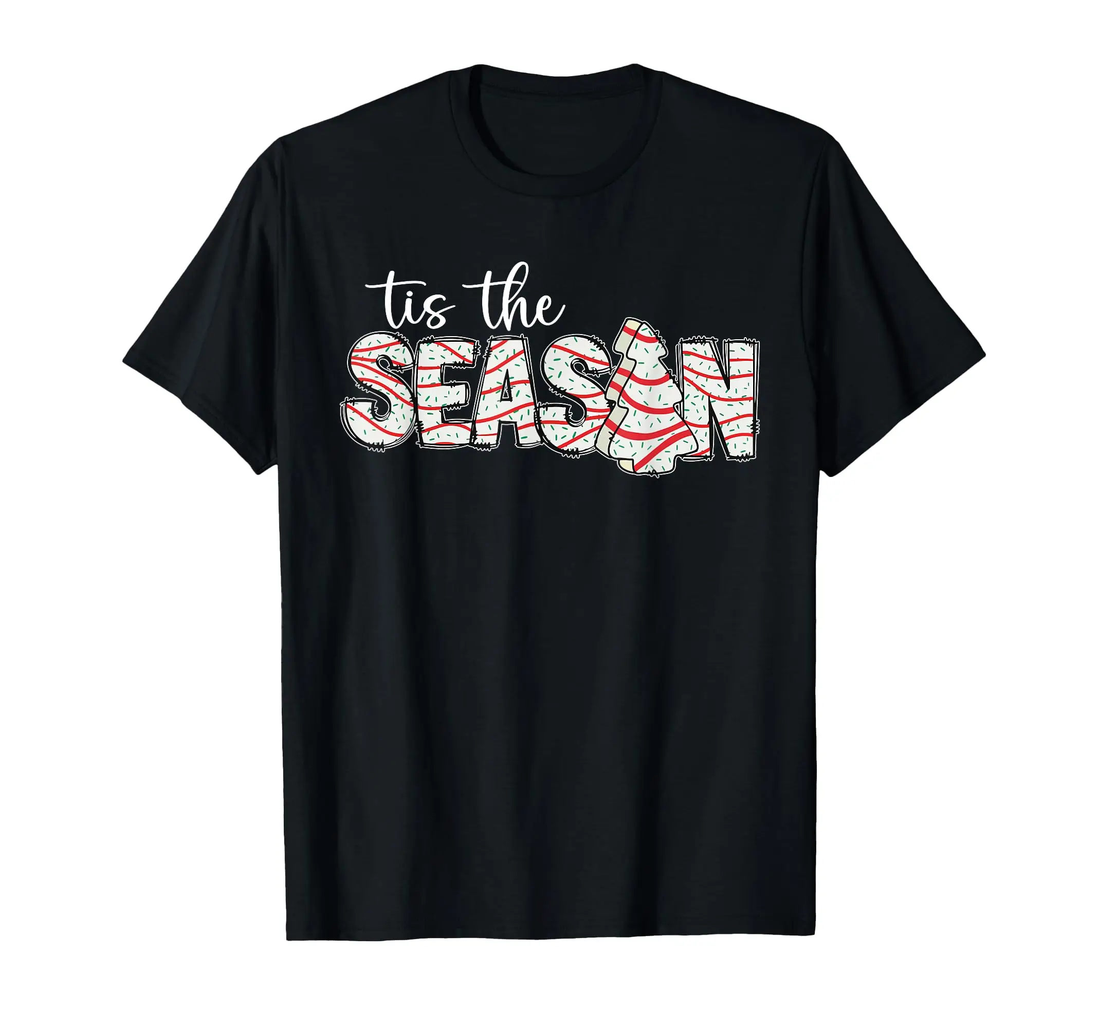 Tis The Season Christmas Lights Tree Cakes Debbie Groovy Fun and Funny Christmas Novelty Shirts Unisex T-Shirts for Men