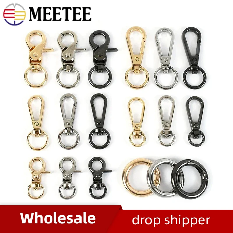 10Pcs Metal Lobster Swivel Buckles Carabiner Hook Trigger Clasp O Ring Bag Strap Belt Handbag Hanger DIY Sewing Accessories