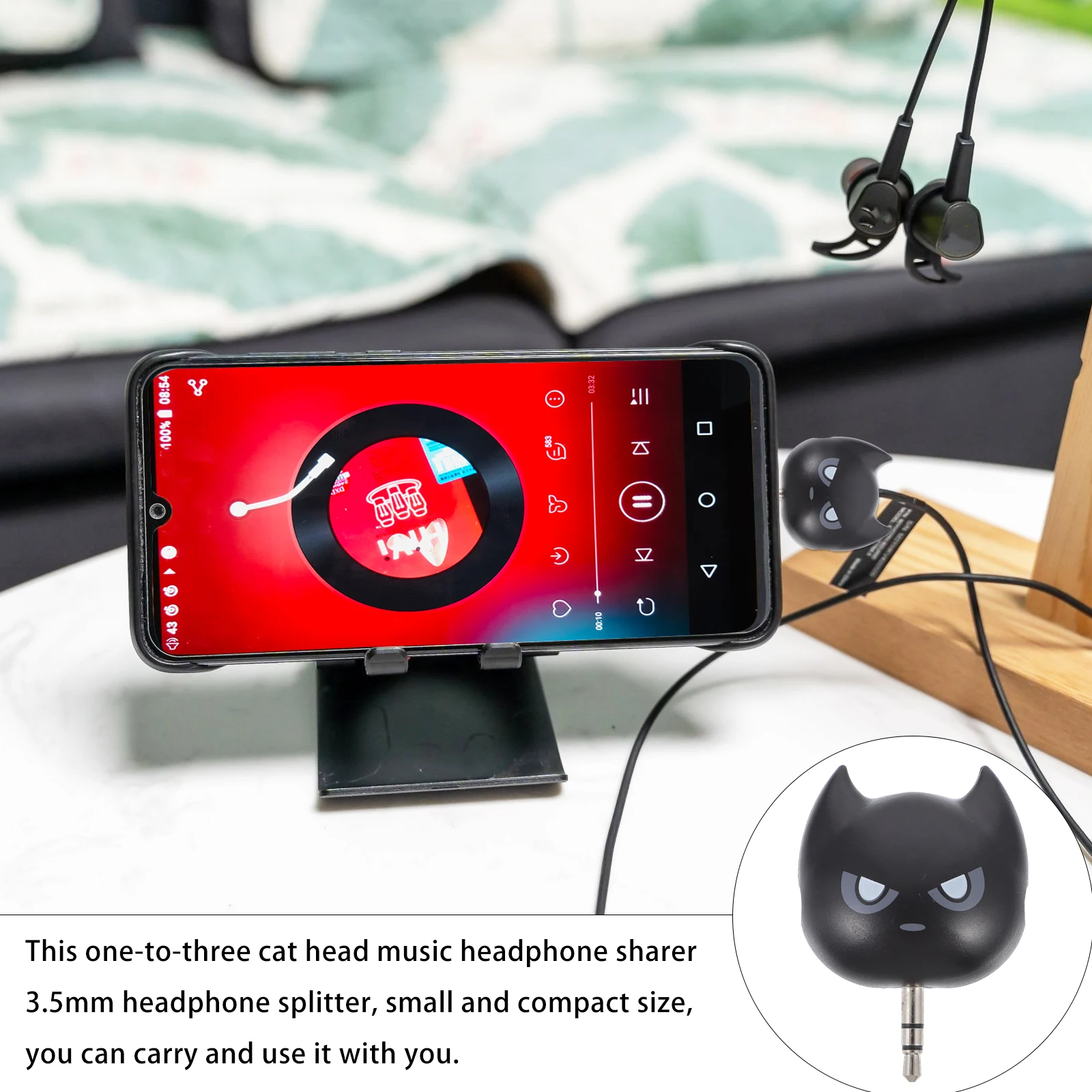 

2pcs Headphone Splitter 3-Way Audio Adapter Mini Earphone Triple Output for 35mm Jack Plastic Design