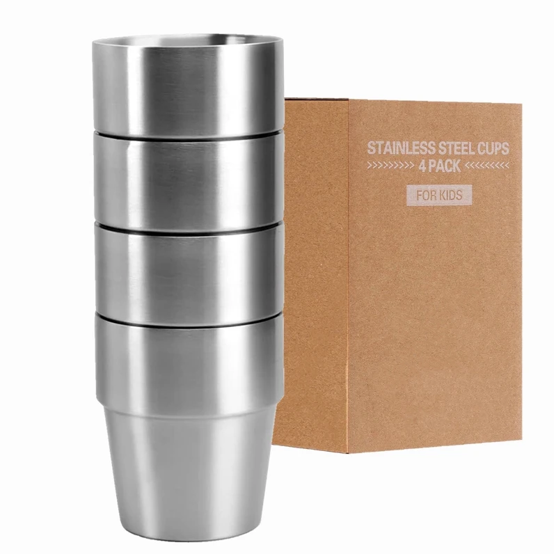 Roestvrijstalen bekers 10oz 6oz Campingmokken 4 stuks Herbruikbare Premium Metalen beker Dubbelwandige drinkbeker voor BBQ Home Drinkgereedschap