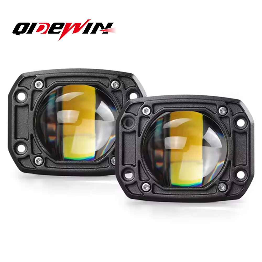 3 Inch 8D LED Lens Driving Work Light 30W Dual Color Flush Mount Fog Lamp Square Round For Off Road 4x4 Truck SUV ATV Motorcycle