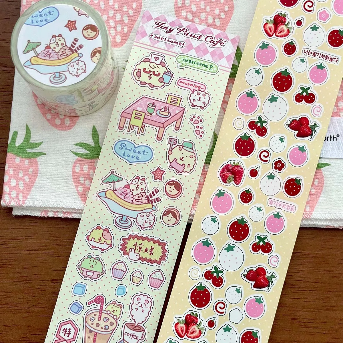 かわいい動物スクラップブッキングステッカーかわいいイチゴ和紙テープ装飾ステッカーアート Diy クラフトアルバムジャーナル