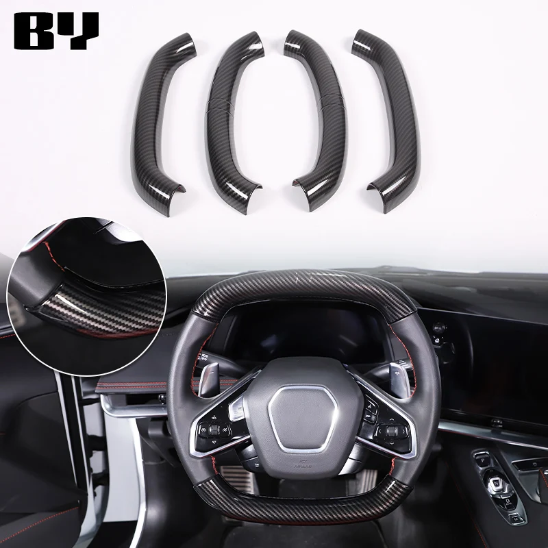 For Chevrolet Corvette C8 2020-2024 Car Accessory ABS Carbon Fiber Car Console Gear Shift Panel Cover door armrest Trim Sticker