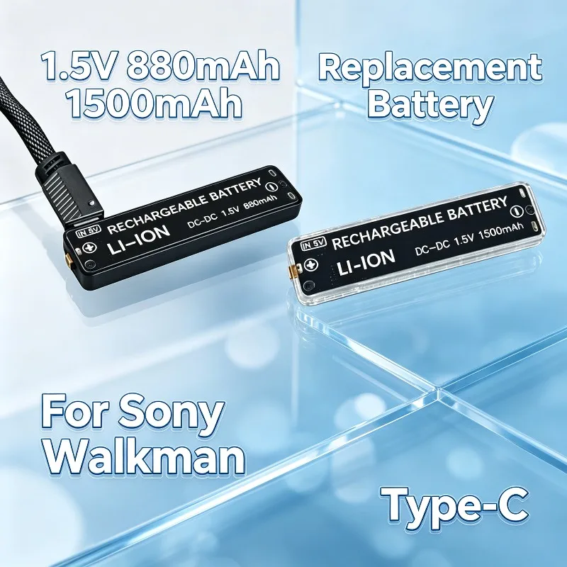 Rechargeable Chewing Gum BatteryType-C 1.5V 880mAh 1500mAh High Capacity DIY Lithium Cell Replacement Battery For S Ony Walkman
