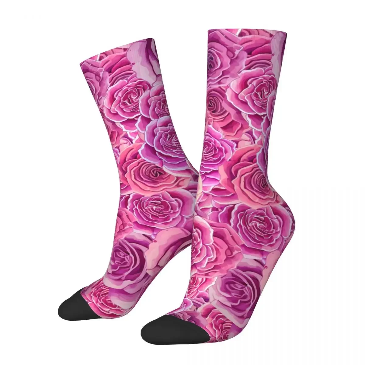 Rozen Bloemen Kousen Roze Bloemen Print Trendy Sokken Herfst Anti Slip Vrouwen Mannen Hardlopen Sport Hoge Kwaliteit