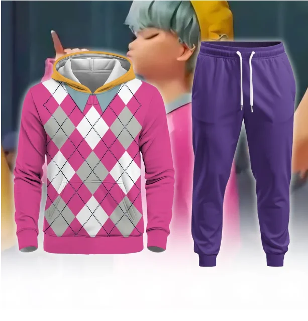 

KPop Demon Hunter Хэллоуин осень зима толстовка с длинными рукавами повседневные толстовки Y2K модная толстовка + брюки спортивная одежда