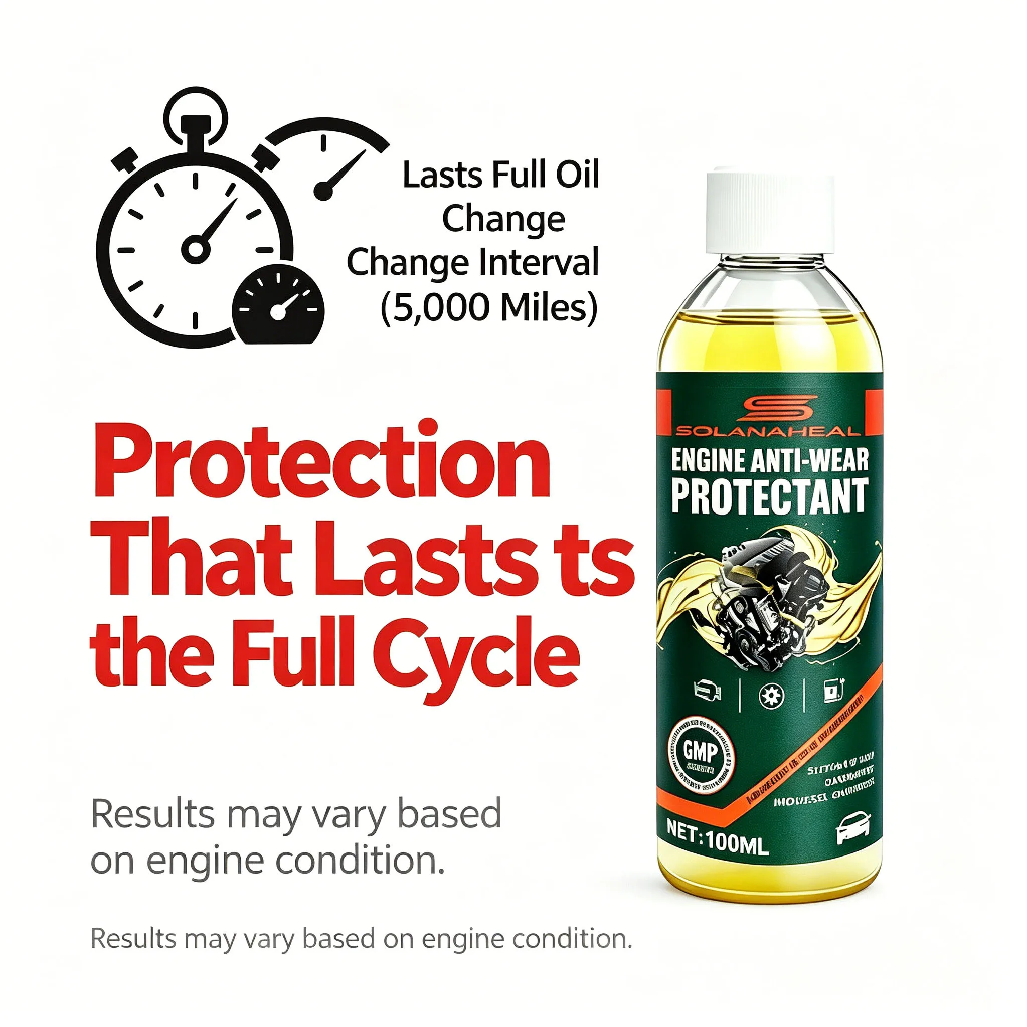 Engine Anti-Wear Protectant, 3-Step Easy Application, Reduces Friction & Extends Engine Life