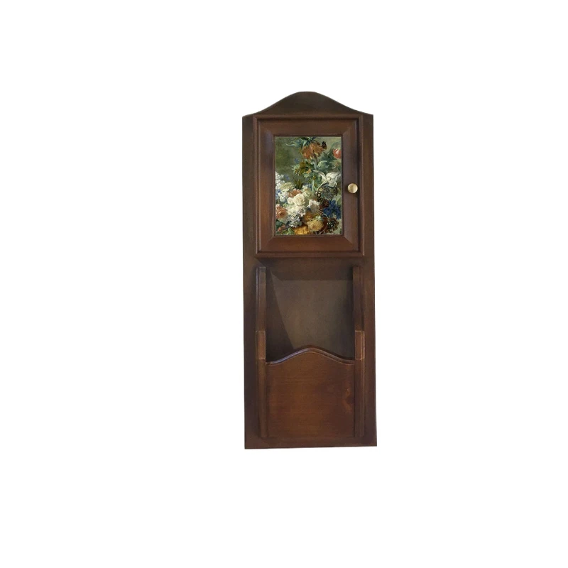 Vintage Solid Wood Wall Organizer Multi-Functional Entryway Shelf & Decorative Art Panel Space-Saving Storage Cabinet for Keys