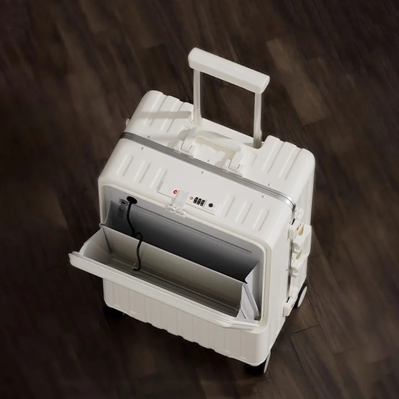 

Многофункциональный чемодан на колесиках с передним открытием 20 дюймов, 24 дюйма, 26 дюймов и алюминиевой рамой, дорожный чемодан унисекс, ручная кладь