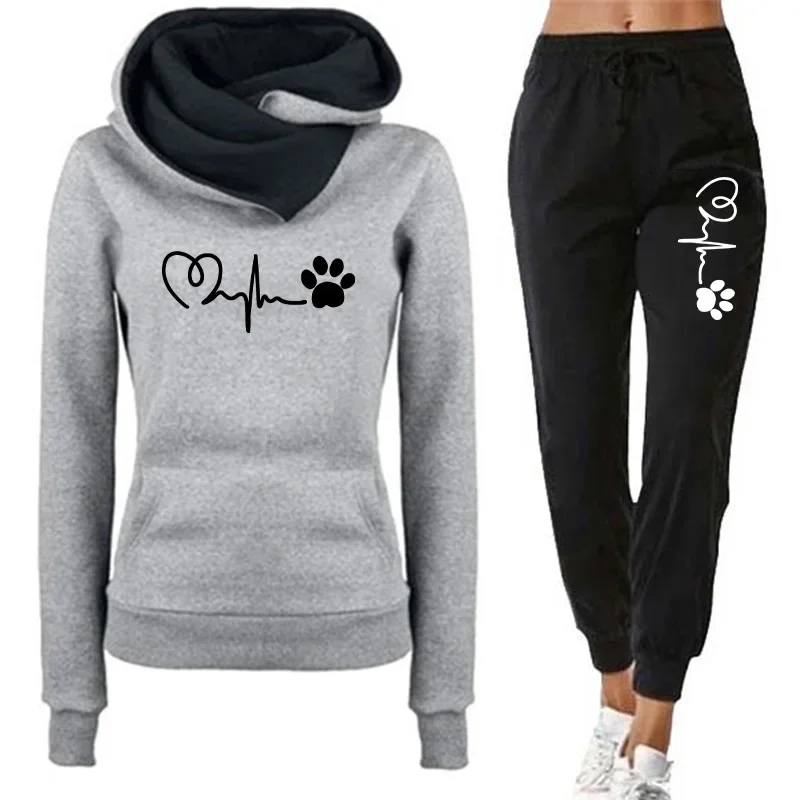 Felpe con cappuccio autunno inverno da jogging di qualità Tuta da donna Stampa casual Pantaloni sportivi singoli Comfort all'aperto Palestra quotidiana Moda donna