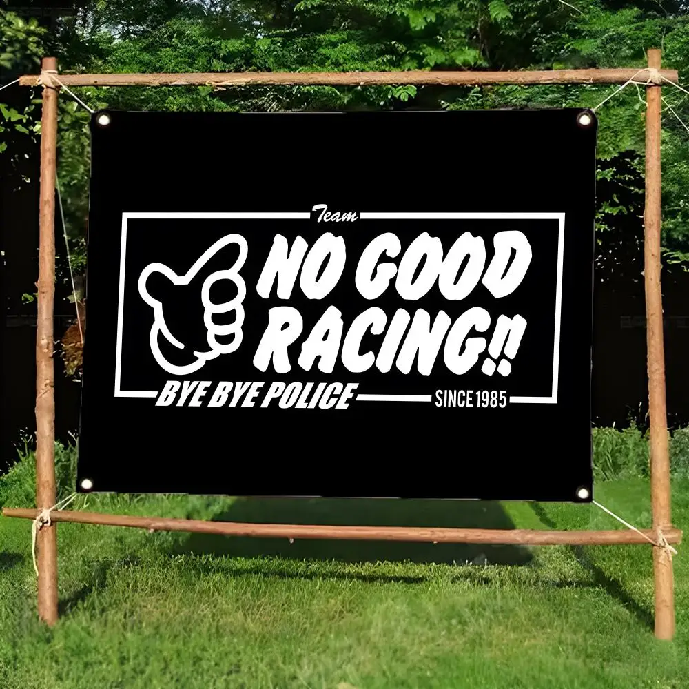 racing team No Good Racing Flags Daily four ring borderless design indoor outdoor decor easy hang install