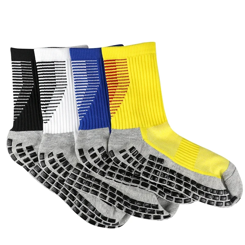 Men's Sport Socks Striped Football Sock  Anti Slip Silicone Bottom Soccer Basketball Grip Medium Cylinder Sport Socks