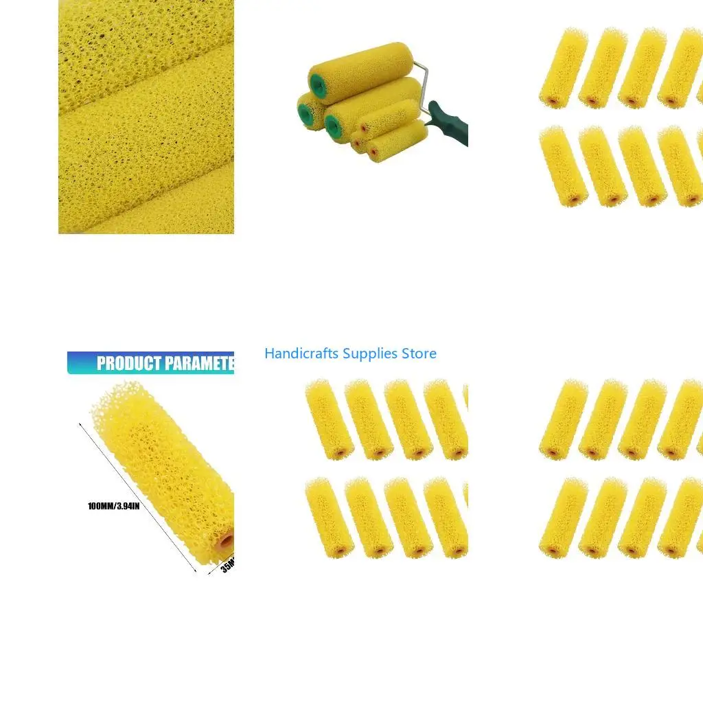 R1WA Professional Sponge Cleaning Rollers 10 Pack Foam Paint Roller 4inch Roller Brush for Detailed Work