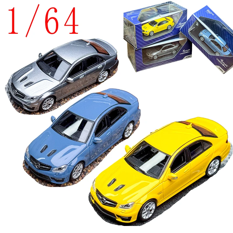 KING MODEL Diecast 1/64 Scale Mercedes AMG C63 W204 Sports Car Model Alloy Benz AMG C63 W204 Car Model Static Collection Display