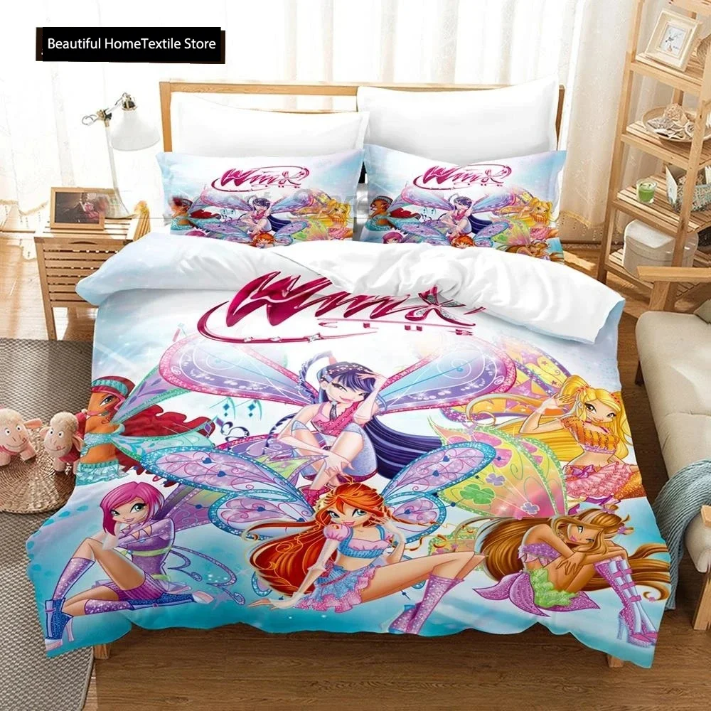 Winx Bedding Set Single Twin Full Queen King Size Bed Set Aldult Girl Bedroom Duvetcover Sets 3D Print Anime Kawaii 2022