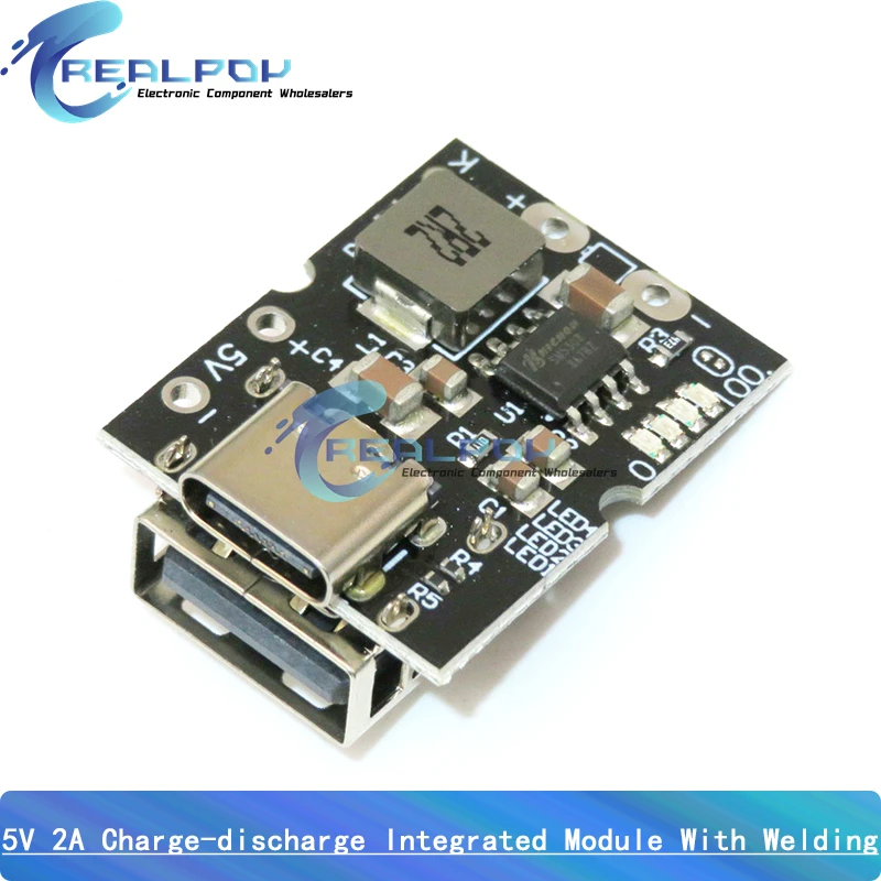 High-precision 5V 1A / 2A charge-discharge integrated module Type-C / Micro USB input compatible with 4.2V lithium battery Boost