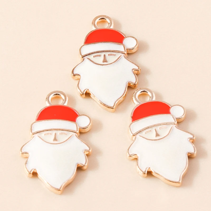 20 Stück 14x24mm Niedliche Emaille-Weihnachtsmann-Anhänger für Schmuckherstellung Neujahrs-Ohrringe Halsketten DIY-Bastelzubehör – Detail 3