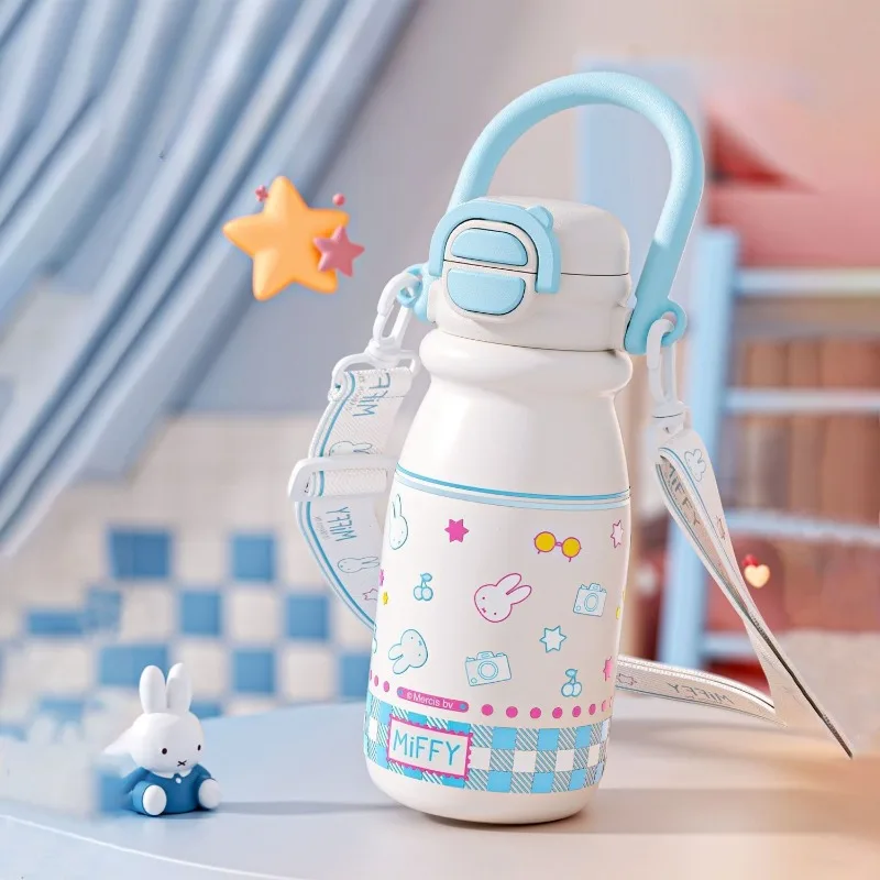 Cartoon Kawaii New Water Cup Straw Thermos Go Out Leak Proof Practical Office Portable Good Looks Portable High-capacity Miffy