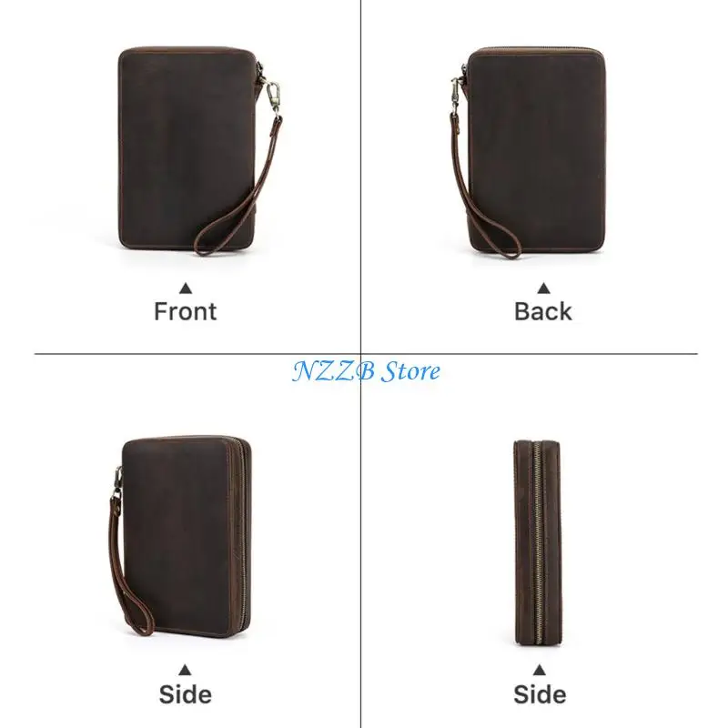T21F Elegant Watch Band Organizers Protects 12 Straps PU Leather Case with Most Brands Compact Size for Bags or Luggage