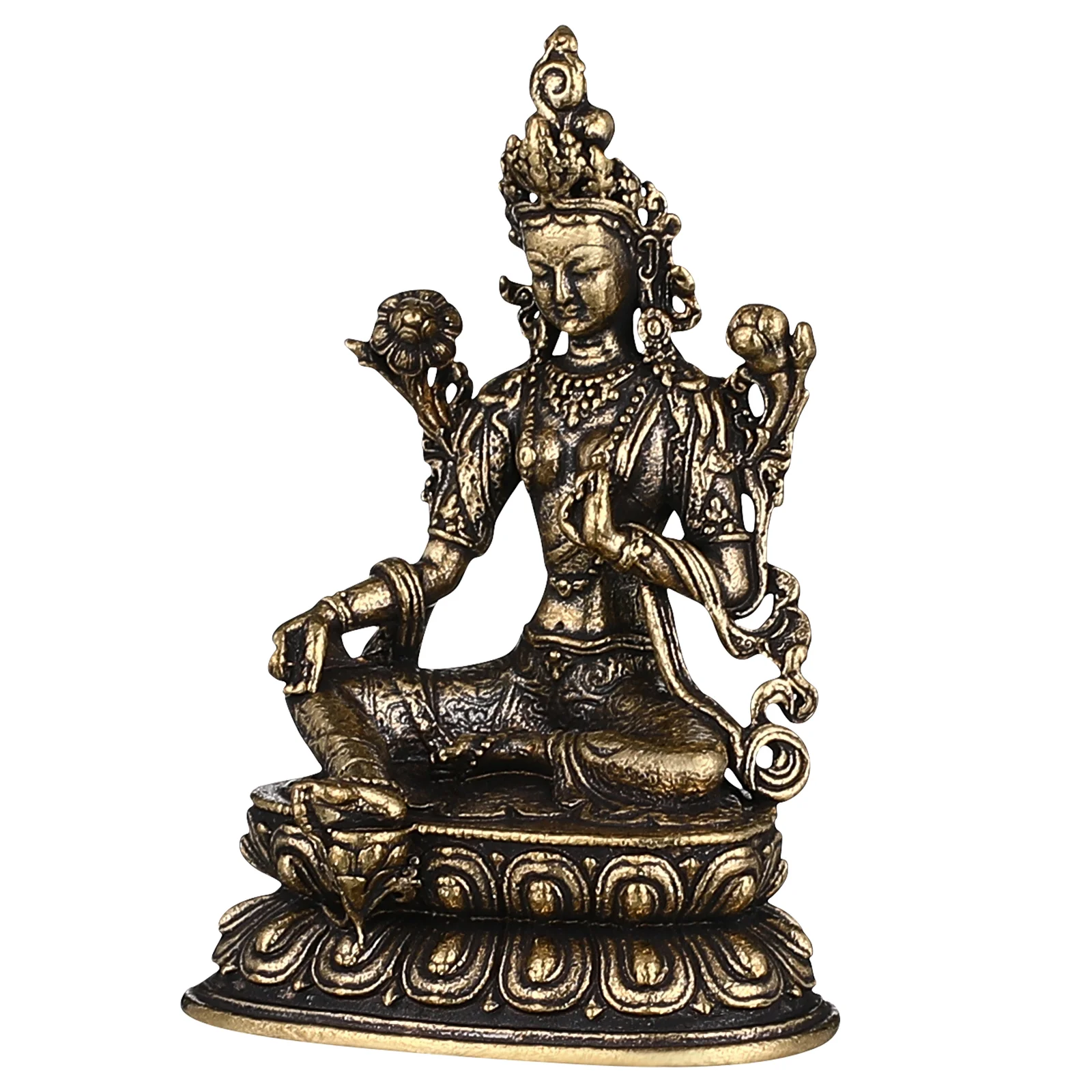 

Distressed Green Tara Buddha Statue Southeast Sculpture Decoration Brass Ornament Home Statues Adornment