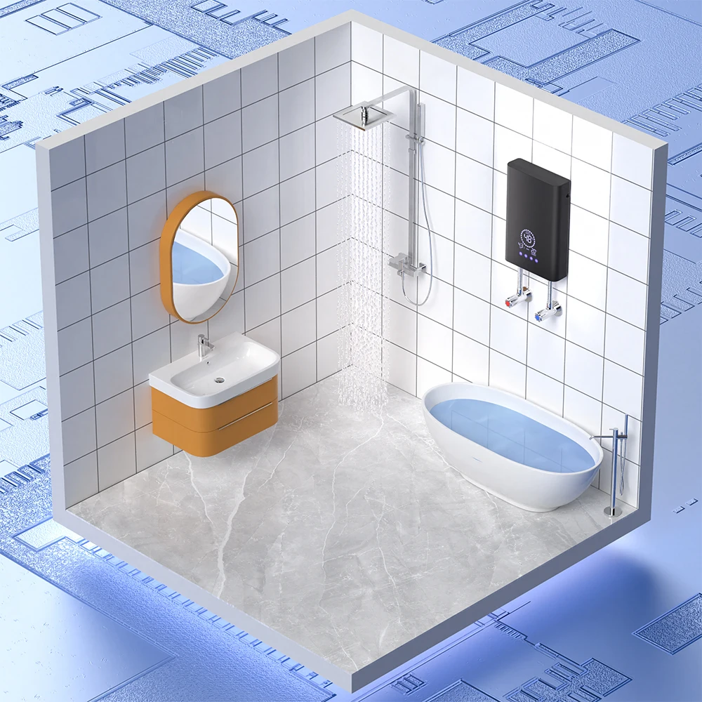 Scaldabagno istantaneo 110V/220V Bagno Cucina Scaldabagno elettrico a parete Scaldabagno senza serbatoio con controllo vocale