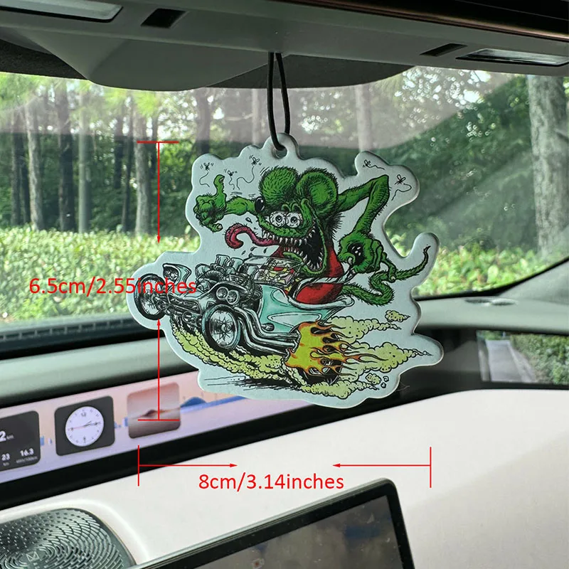 Rat Fink T-Bucket Hilton Fresh Scent Five-Star Neutral Car Perfume and Non-Toxic Air Freshener |   Natural Essential Oils and Aromatherapy Scent Tablets (Noroili/Grapefruit/Cedar) |   Hanging Type and Dual-Purpose as a Vent Clip |   Long-Lasting Fragrance for 60-90 Days |   Deodorize and Purify the Air |   Suitable for Use in Cars, Homes, Wardrobes, and Bathrooms. |   Same Fragrance as the One Sold in the Store