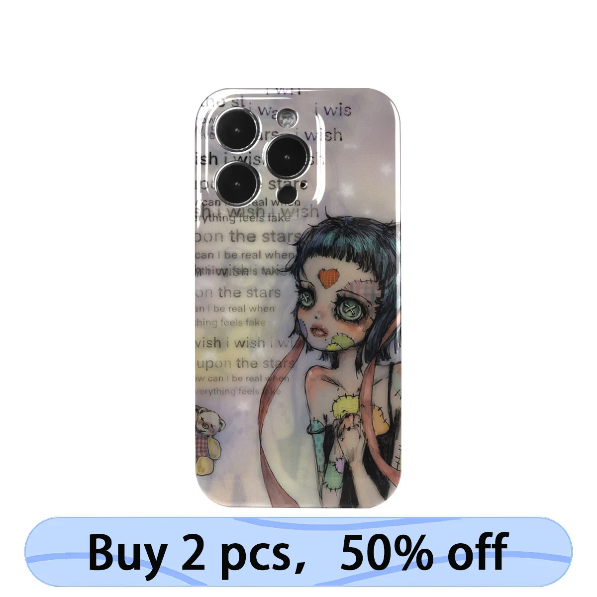 Coque iPhone Art Phone Case Wishing Voodoo Doll Dark Fairy Tale Ins Cover for iPhone 15 14 13 12 11 Pro Max Plus IMD 2 in 1