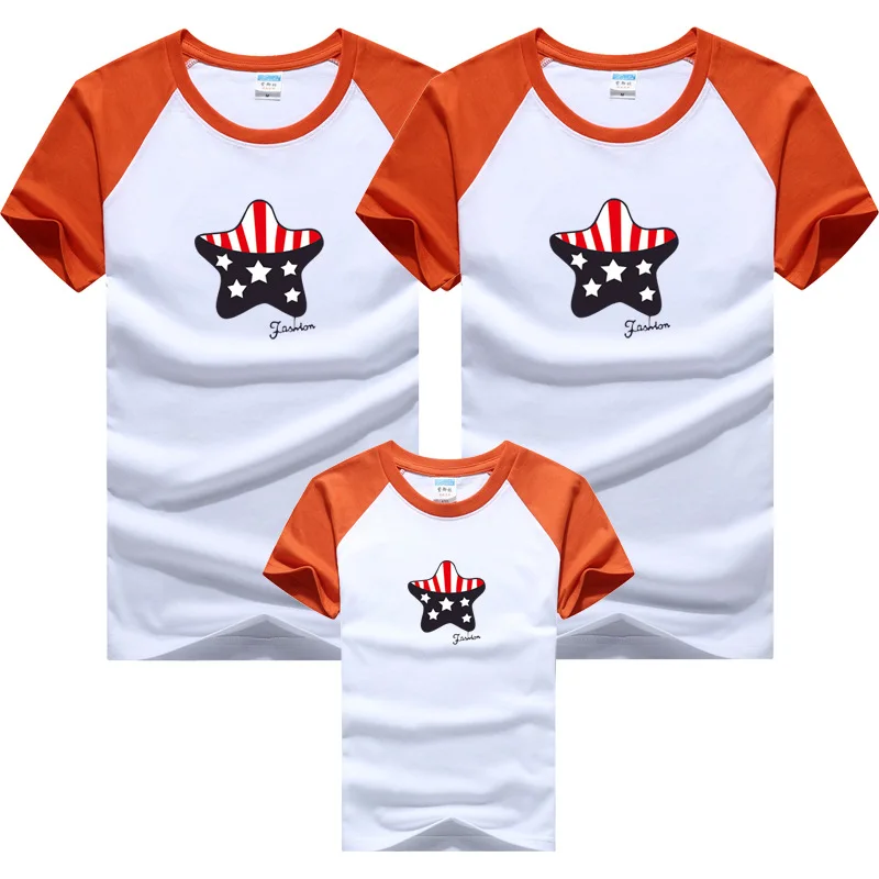 Stars Flag T-shirts for Whole Family Mom Dad Daughter Son Matching Clothes Cotton Tops Tees image 2