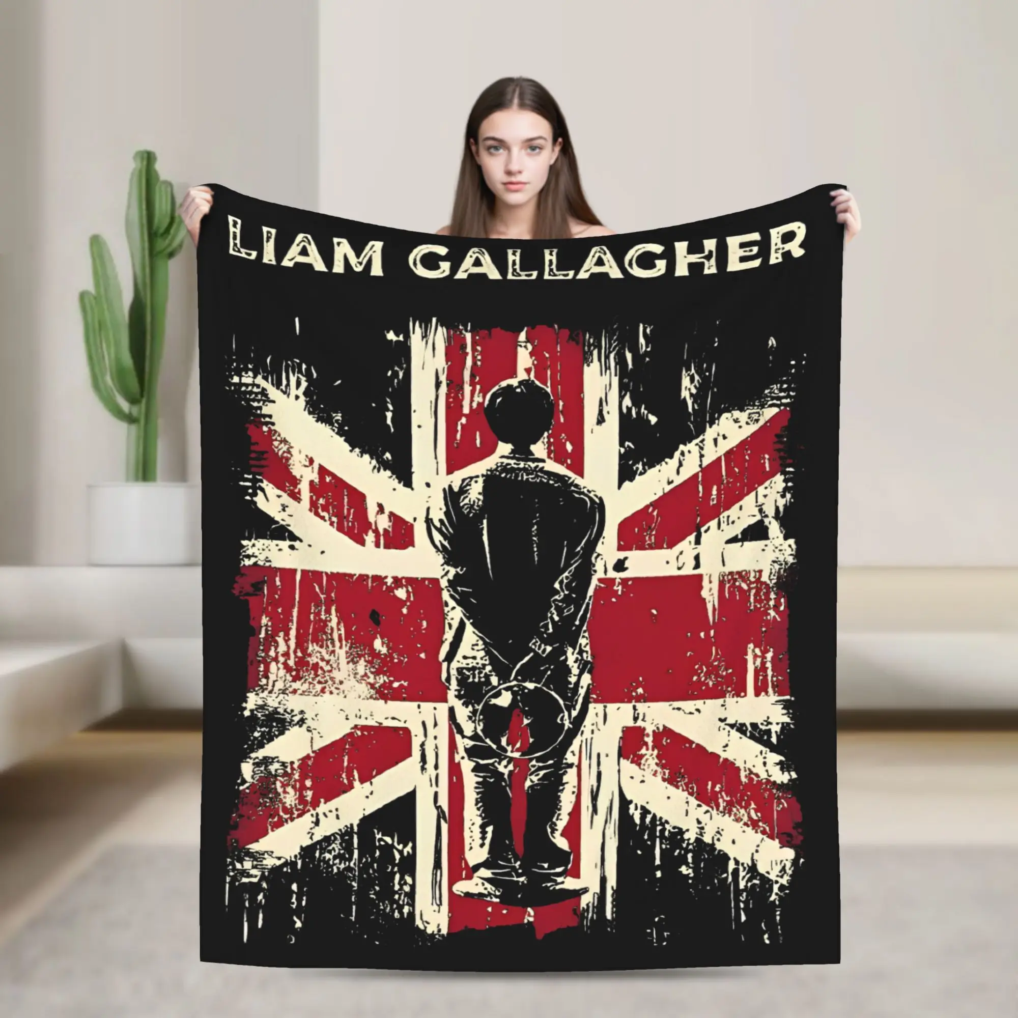Vintage Distrassed Liam Gallagher  Blanket O-oasis Flannel Throw Blanket Summer Air Conditioning Decoration Soft Warm Bedspreads