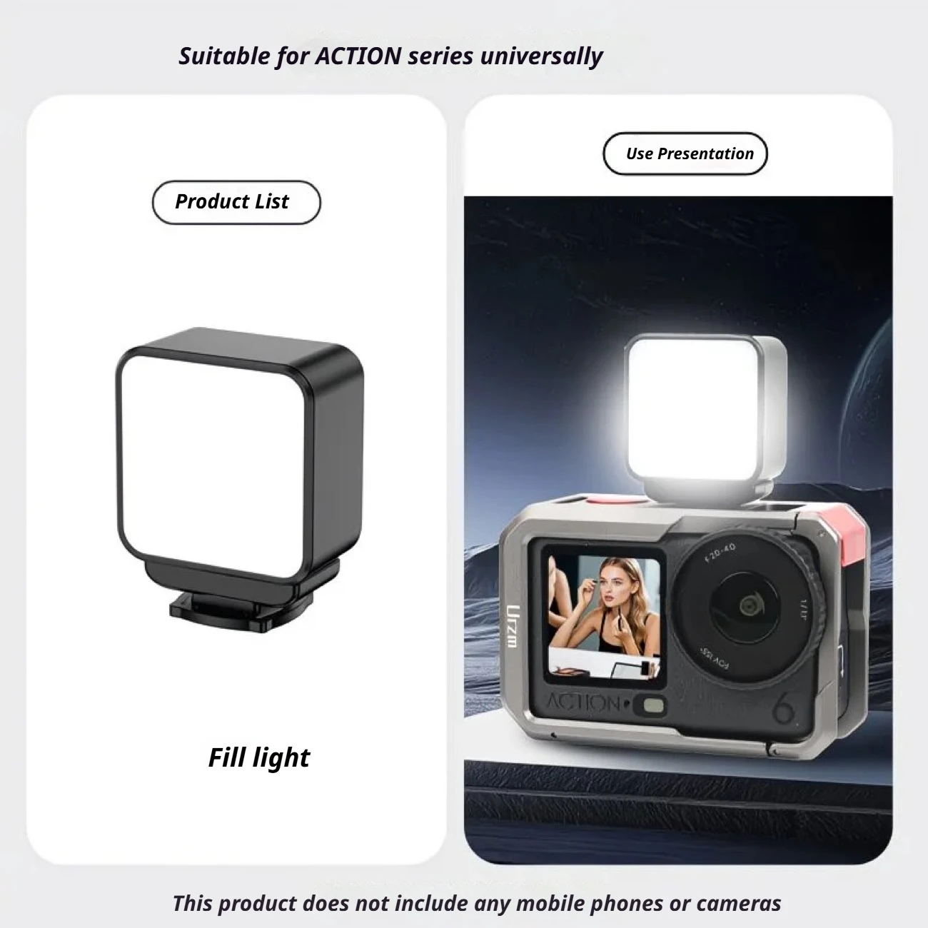 Magnetyczna mini lampka do DJI Osmo Pocket 4/Pocket 3, ładowana przez USB-C, przenośna lampa LED, 200mAh, 6500K. — zdjęcie produktu 3
