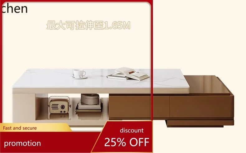 ZML New Small Apartment Home Modern High-End Feel Coffee Table Extendable
