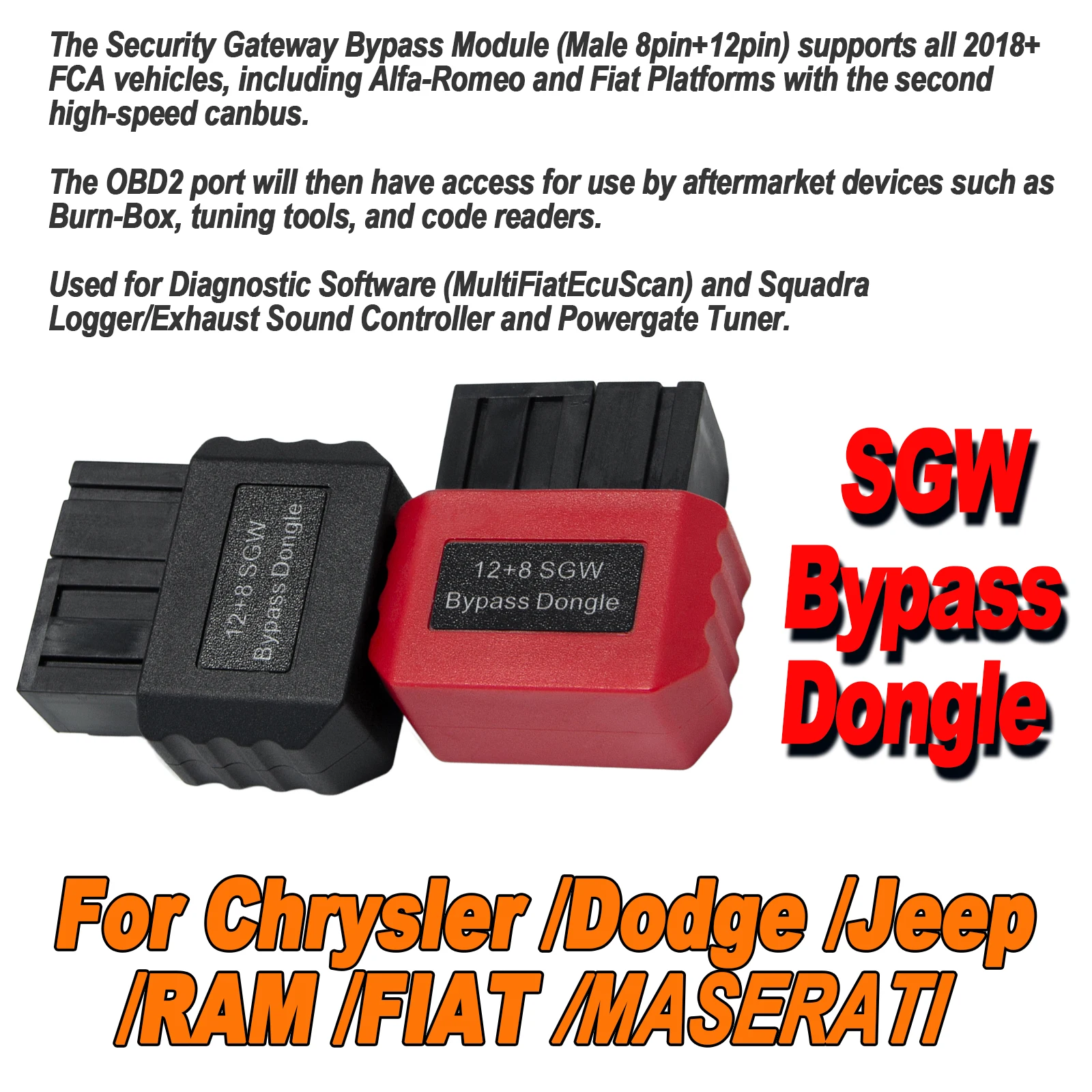 Dongle de dérivation SGW 12 + 8 pour voitures FCA Chrysler /Dodge /Jeep /RAM /FIAT /MASERATI, Module de passerelle de sécurité 12 broches 8 broches, adaptateur de dérivation