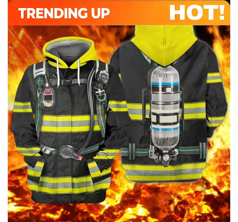 Customization Firefighter Costume Men Hoodies 3D Print Men Clothing Fashion Fireman Cosplay Hooded Sweatshirts Pullovers Y2k Har