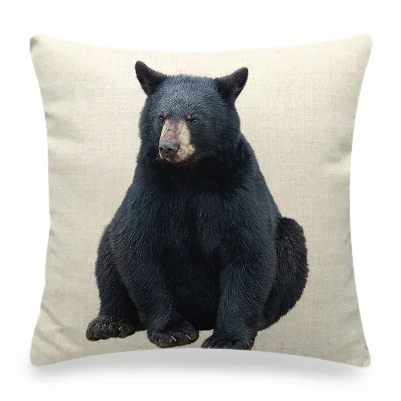 Funny Wild Animals Pattern Decor Cushion Cover 45x45cm Bear Eagle Fox Printed Linen Pillow Cover Home Decor Pillowcase for Couch