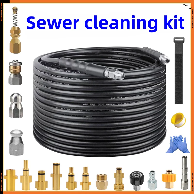 Mangueira de Limpeza de Drenagem de Esgoto Kit de Limpeza de Tubos Mangueira de Alta Pressão Bico de Esgoto Karcher Interskol Nilfisk Stihl Bosch