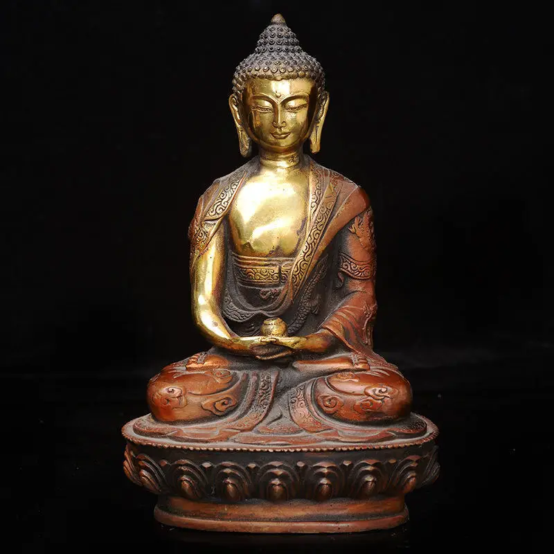 

COLLECTIBLE CHINESE COPPER GILT TIBETAN BUDDHISM STATUE --SHAKYA MUNI