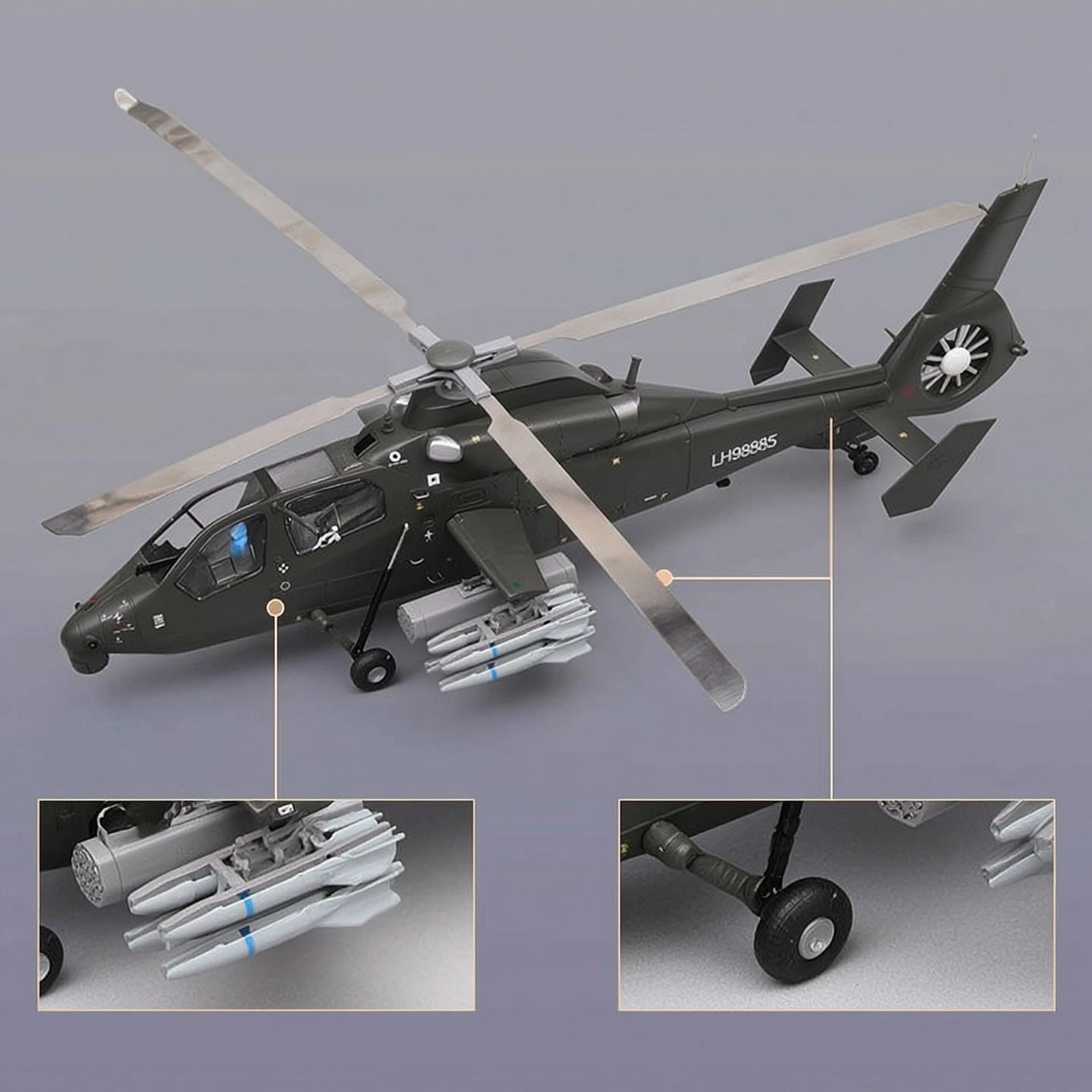 

Z-19 Helicopter Model 1:24 Scale Metal Helicopter Model Detailed Diecast for Enthusiasts, Shelf Decor, Office