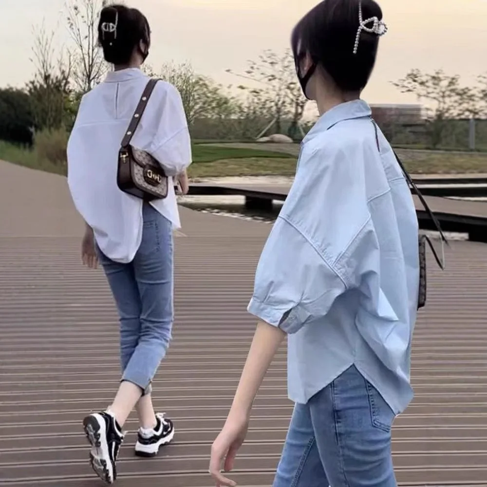 

White Short-Sleeved Shirt For Women, Summer 2026 New Style, Elegant Shirt, Casual Loose Top, Slimming Design, Niche Style