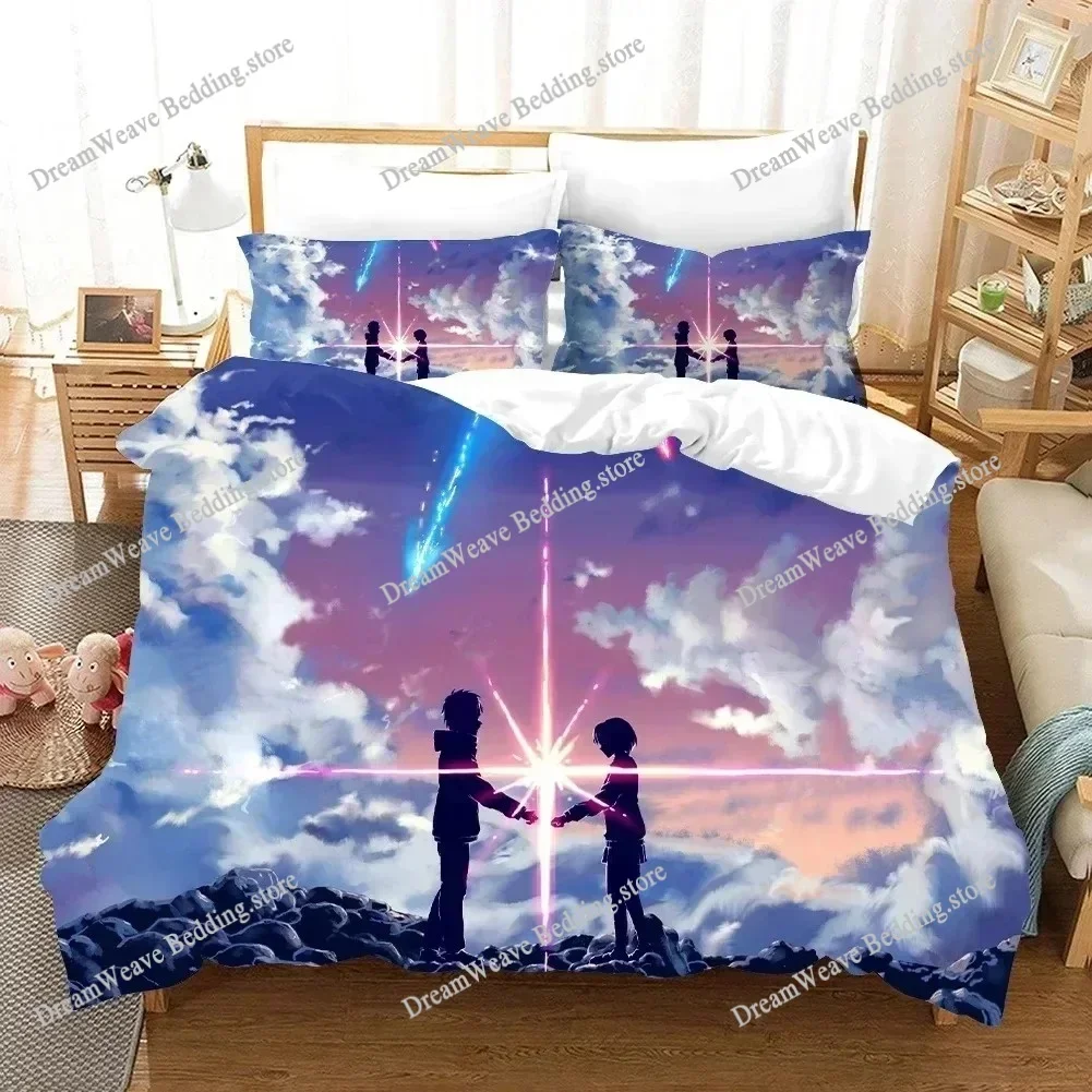 

Fashion 3D Print Anime Bed Sheet Your Name Bedding Set Single Twin Full Queen King Size Bed Set Adult Kid Bedroom Duvet cover