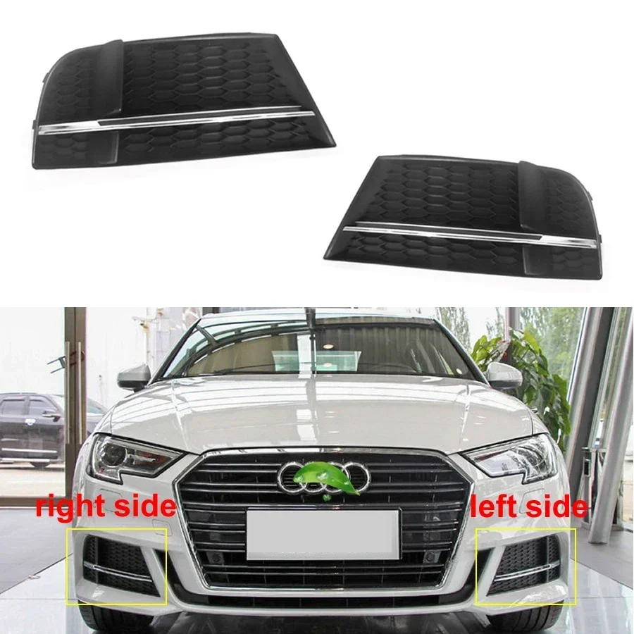 For Audi A3 2017 2018 2019 2020 Sedan Sports Version Replacement Fog Lamp Frame Front Bumper Lower Grille Trims Panel