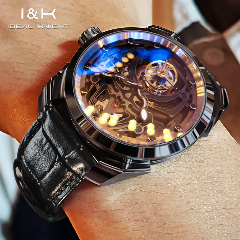 IDEAL KNIGHT 6802 Brand original authentic watch for woman Gift Box Luminous spider Hollow dial Mechanical Men's Watch view 3
