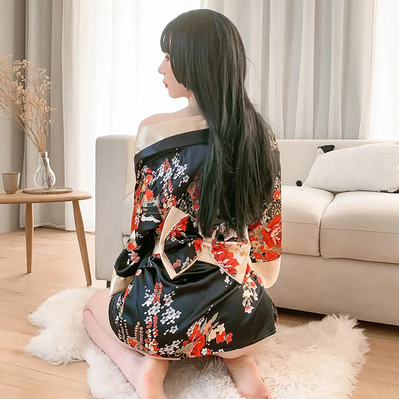 Hot Sexy Geisha giapponese Cosplay Kimono Outfit donna accappatoio Yukata costumi pigiama cintura Lingerie erotica Set Sex porno Clothes