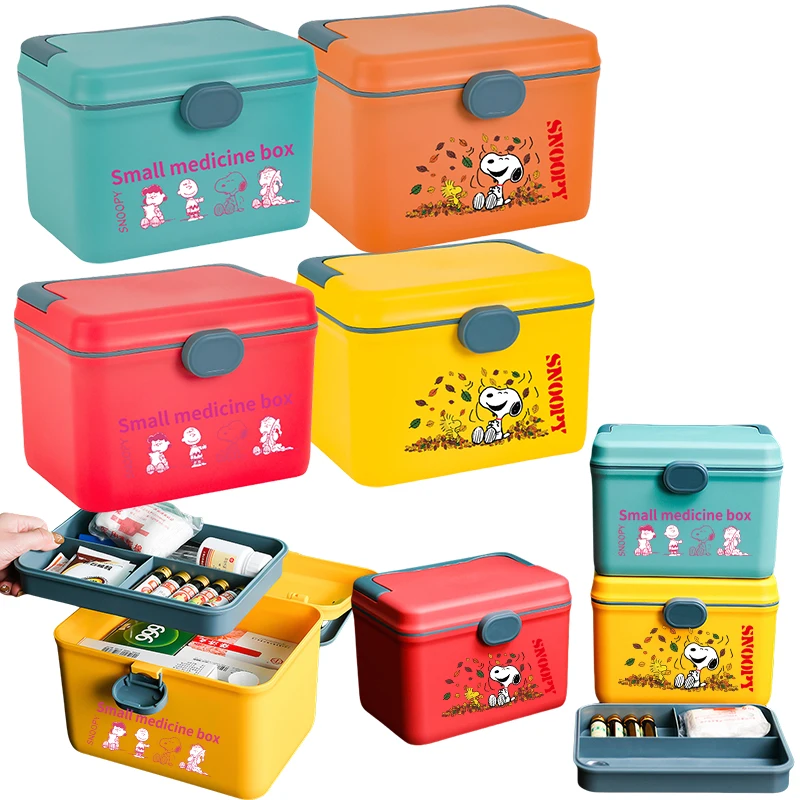

15 см Snoopy большая вместительная домашняя аптечка аниме медицинская многослойная коробка для хранения неотложной медицины пластиковая домашняя аптечка